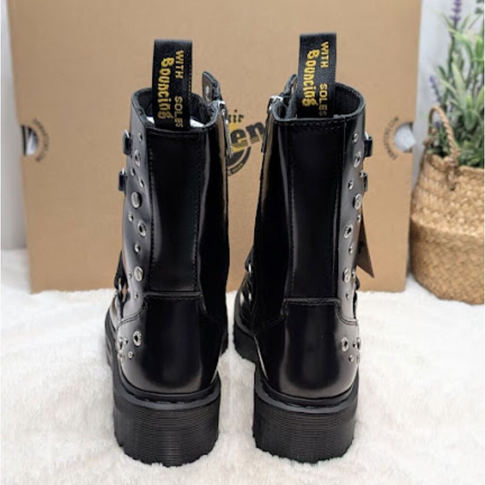 Dr. Martens Jadon Hi HDW Studded Black Buttero Leather Platform Boots UK 7 NIB - Picture 7 of 13